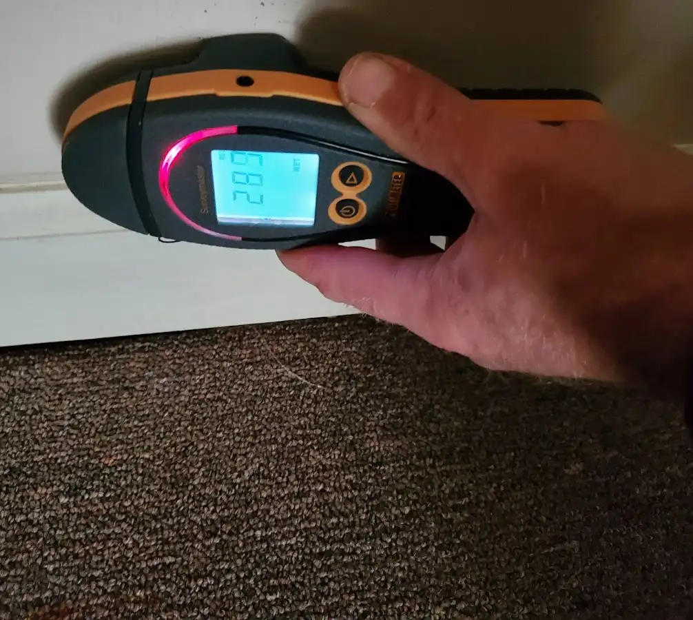 Moisture detection at baseboard during Sewage Cleanup & Sanitation in Montgomery
